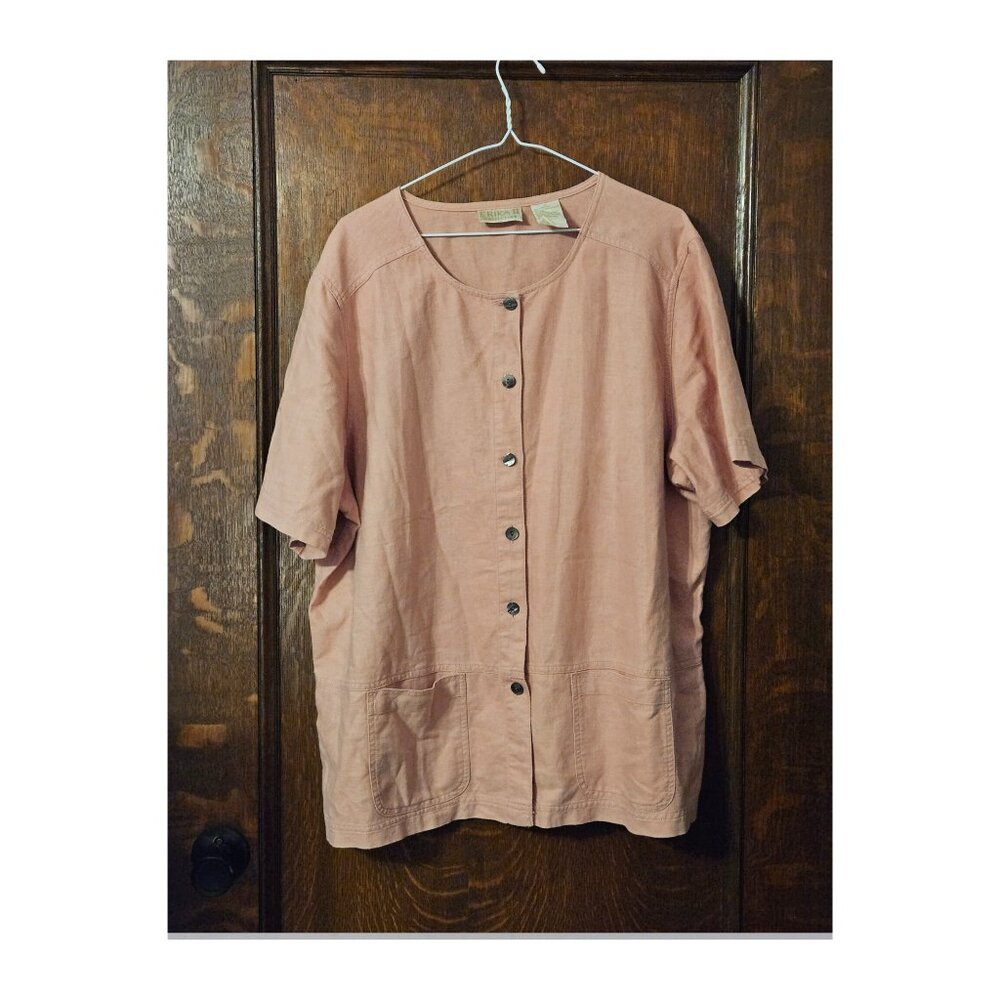 Pink Button Up Blouse By Erika II Collection Plus Size